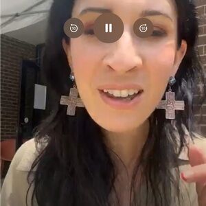 Sabika Cross Earrings with Silver Accents and matching necklace.  Selling as set